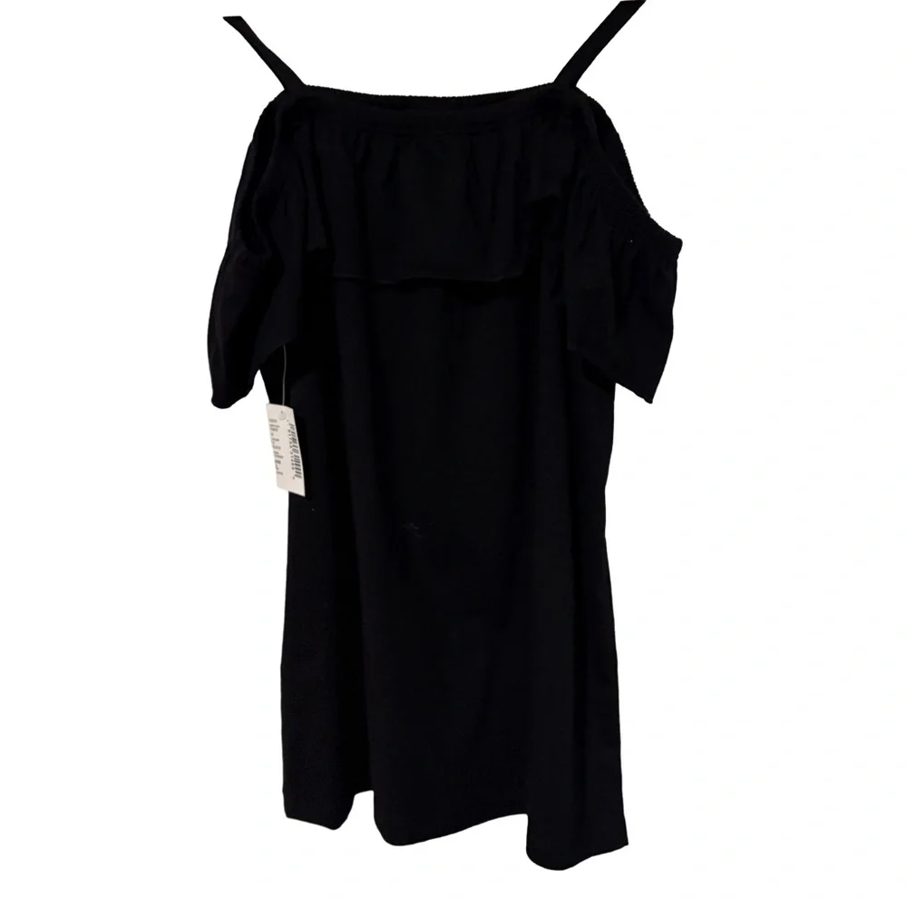NWT The Children’s Place girl’s black draped shoulder top 10/12